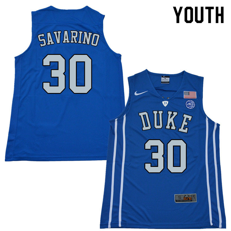 Youth #30 Michael Savarino Duke Blue Devils College Basketball Jerseys Sale-Blue - Click Image to Close